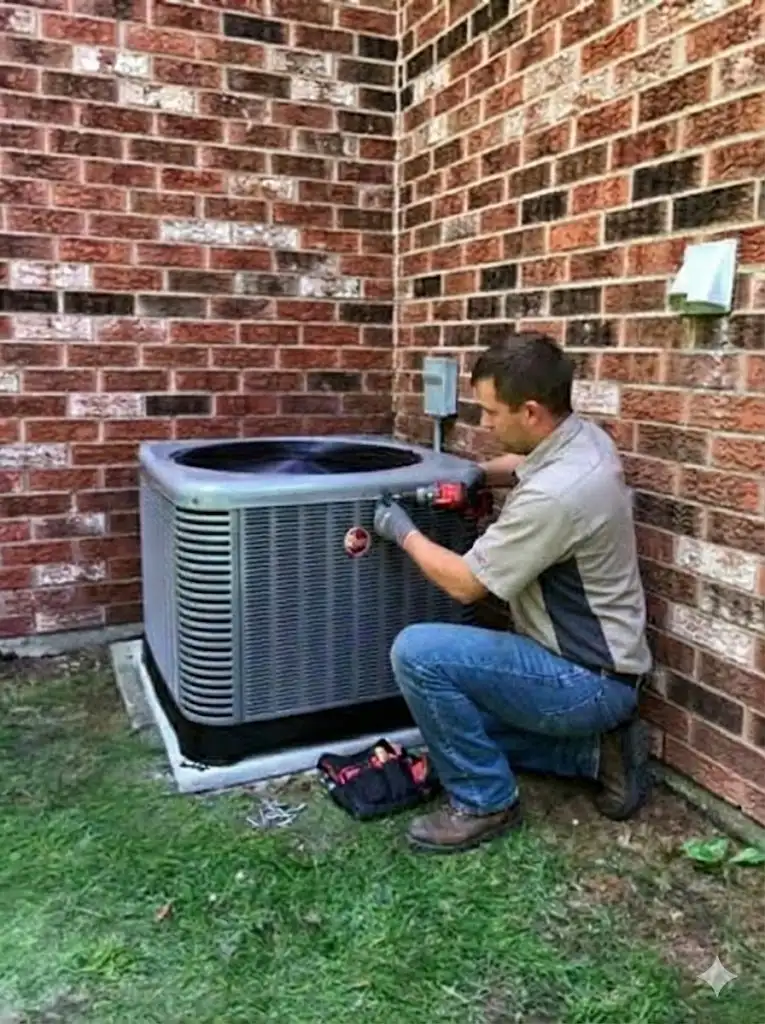 A C - Markham Heating & HVAC, HVAC Contractor in Toronto - ON inspecting a rooftop unit during an urgent service call